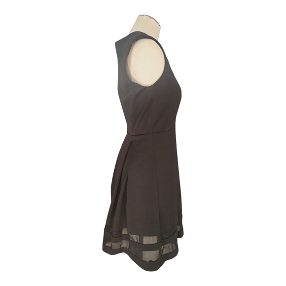 Calvin Klein Black Sleeveless Fit & Flare Dress with Sheer Hem Detail - Picture 3 of 9